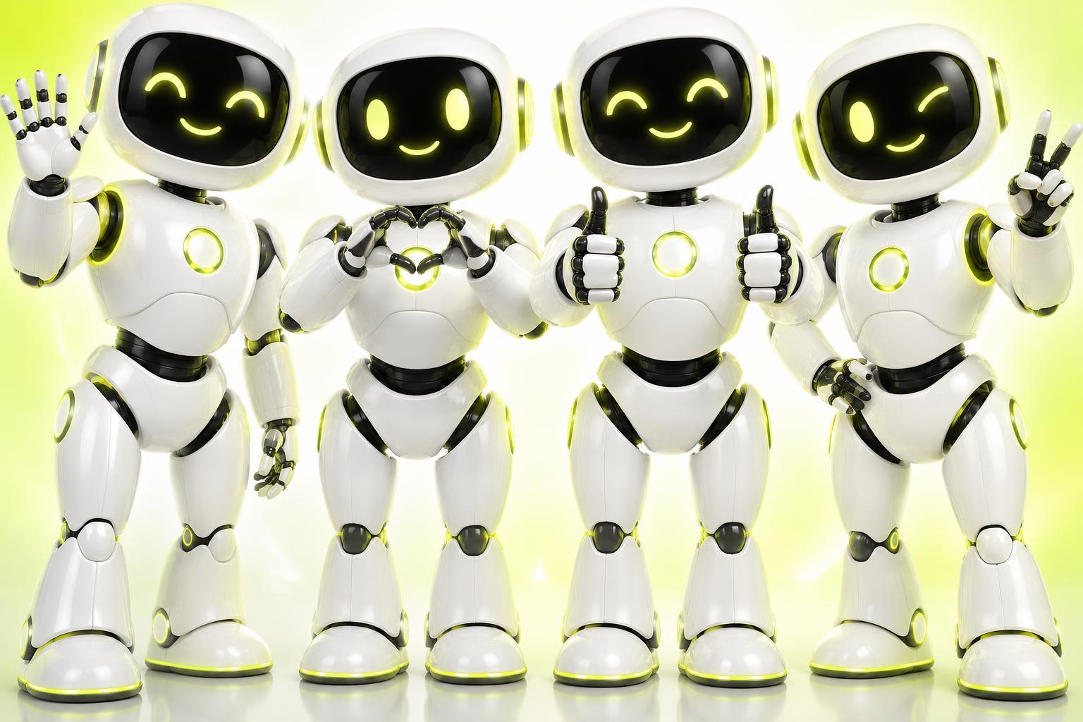 Original concept visualization - four humanoid robot silhouettes in darkness